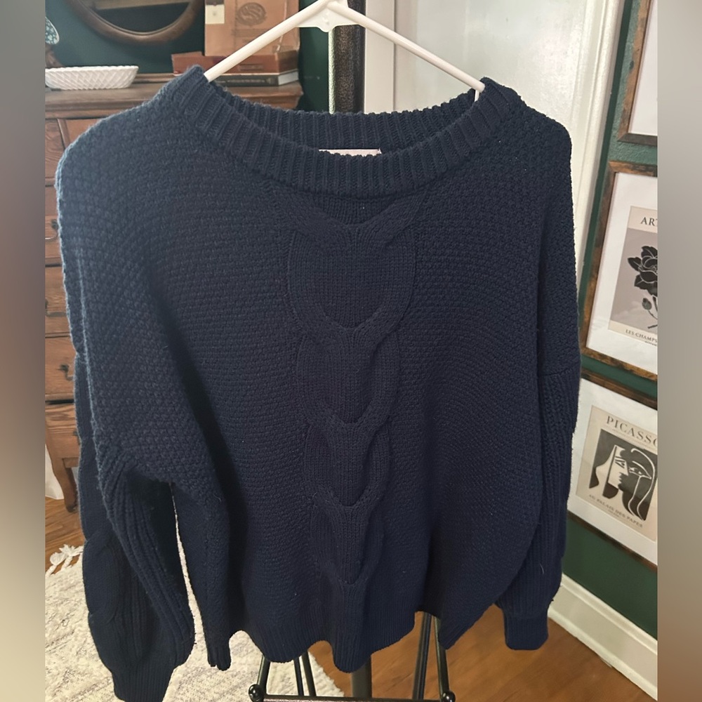 Zenana Outfitters Dark Blue Crew Neck Sweater